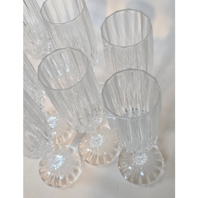 Vintage French Crystal Champagne Flutes- Set of Eight For Sale - Image 12 of 15