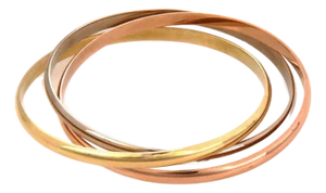 Cartier Classic Trinity 18k Tri Color Gold Bangle Bracelet w/Paper - Size GD
