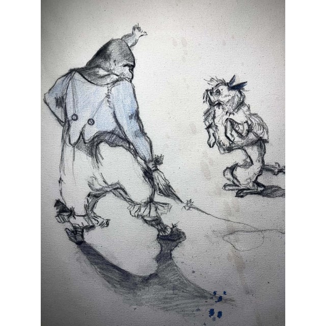 Circus High Diver Into Glass With Sketches Unstretched Canvas Joni Wildman Oil Painting For Sale In Jacksonville, FL - Image 6 of 15
