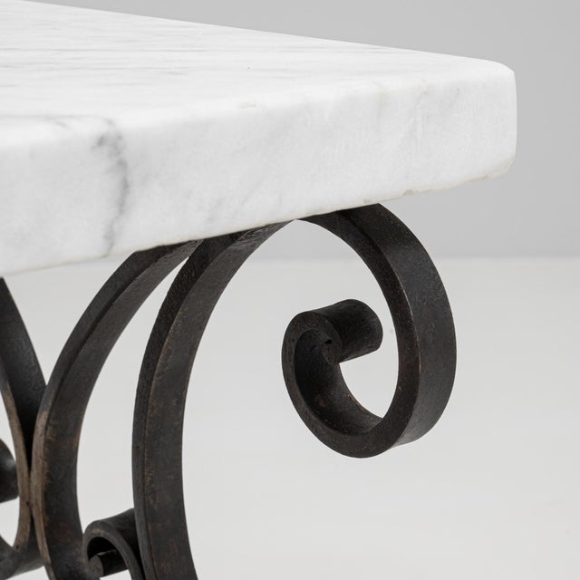 1950s French Cast Iron Side Table With Marble Top For Sale - Image 11 of 18