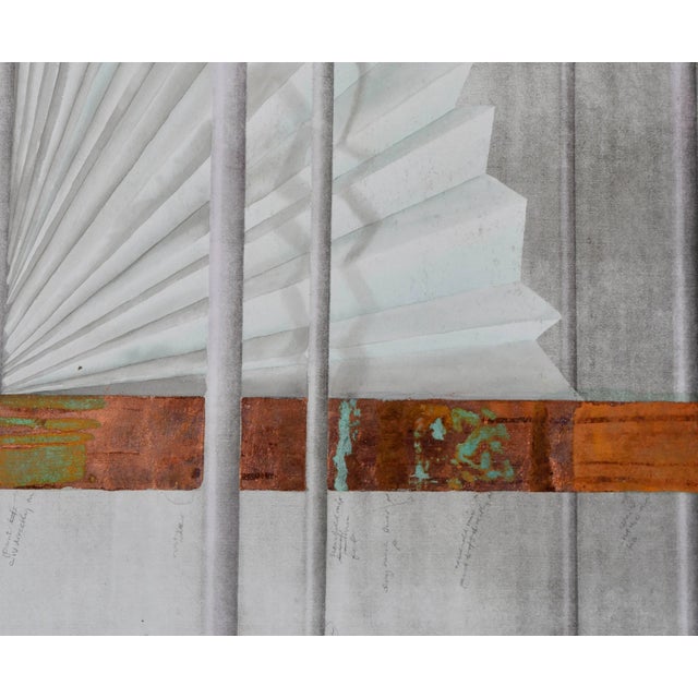 1988 "The Fan" Mixed-Media Painting Attributed to Patricia A. Pearce For Sale - Image 4 of 5