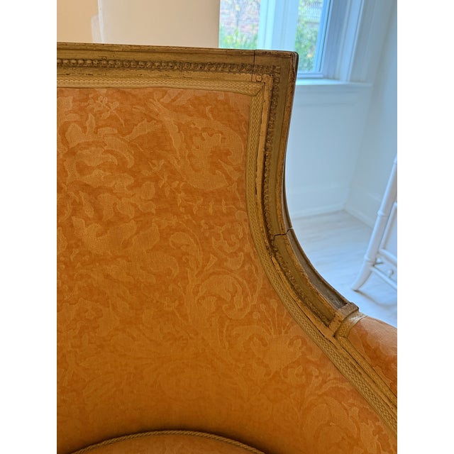 Wood Antique French Bergères With Fortuny Upholstery For Sale - Image 7 of 11