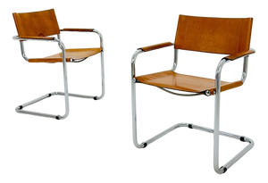 Mid-Century Bauhaus Cognac Armchair by Mart Stam and Marcel Brauer for Fasem, 1980s