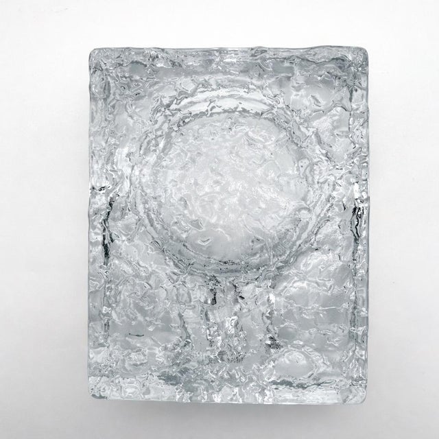 Mid-Century Modern Scandinavian Style Ice Glass Ashtray – Heavy Textured Modernist Crystal For Sale - Image 3 of 3