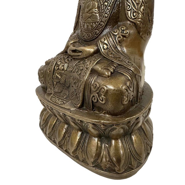 Bronze Mid 20th Century Chinese Bronze Shakyamuni/Amitabha Buddha Statue For Sale - Image 8 of 11