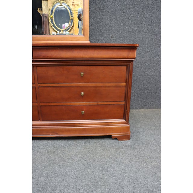 Late 20th Century Thomasville Impressions Louis Philippe Style Cherry Dresser With Mirror For Sale - Image 5 of 13