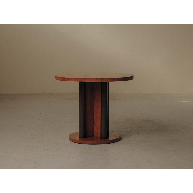Art Deco Round Pedestal Side Table in Wood, France, 1950 For Sale - Image 3 of 12