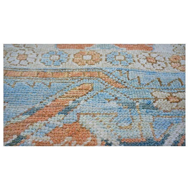 Early 21st Century 21st Century Turkish Wool Donegal 10X13 Ivory, Blue & Orange Handmade Area Rug #1140172 For Sale - Image 5 of 7