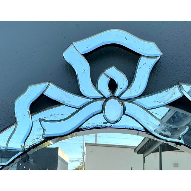 Mid-Century Modern Vintage Patinated Venetian Ribbon Mirror For Sale - Image 3 of 12