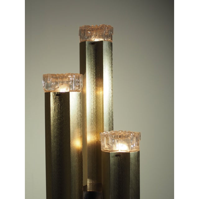 Three Towers Brass Standing Lamp by Gaetano Sciolari, Italy, 1970s For Sale - Image 6 of 15