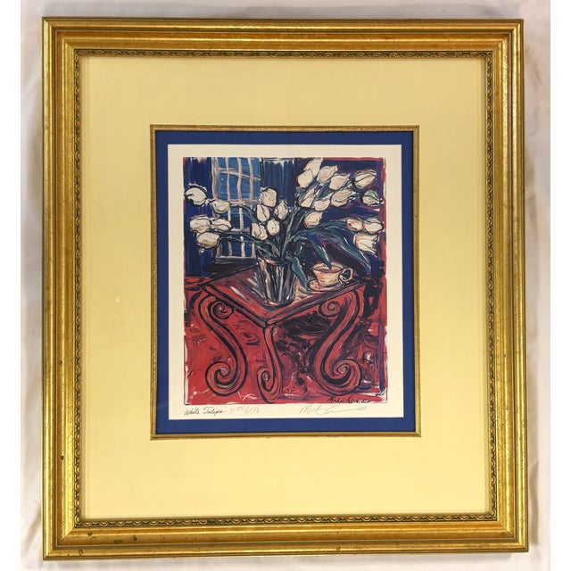 Contemporary Signed and Framed Limited Edition Michele Kennedy Lithograph 'White Tulips' Numbered '1175/1500' For Sale - Image 3 of 16