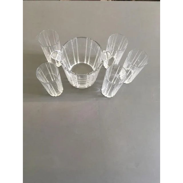 1970s Post-Modern Clear Bar Glasses with Ice Bucket, Set of 6 For Sale - Image 5 of 17