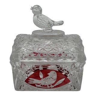 Byrdes Collection Trunk Box and Bird Lid by Hofbauer 24% Lead Crystal For Sale