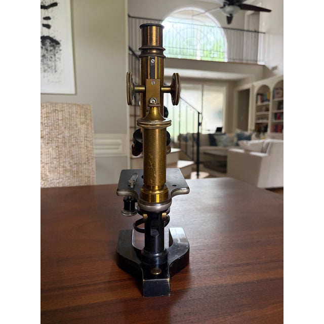 1900 - 1909 Early 20th Century Bausch & Lomb Brass Microscope in Original Cabinet For Sale - Image 5 of 18