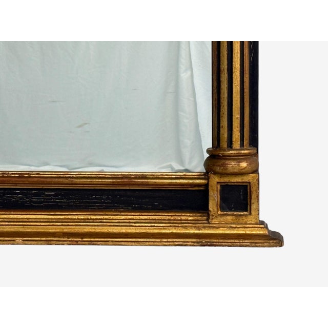 Neoclassical Style, Trumeau Mirror, Black Painted Wood, Giltwood, Italy, 20th C. For Sale In New York - Image 6 of 7