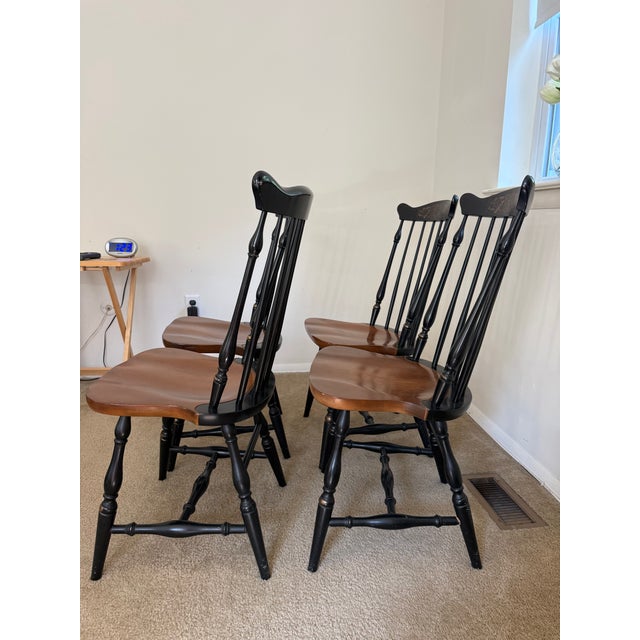 These vintage 4 Hitchcock Dining Chairs are in excellent condition with the gold "Fancy Style" motif on each of them. Back...