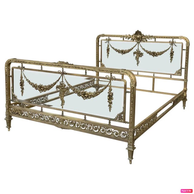 19th Century French Belle Époque Bronze Iron Full Bedframe For Sale - Image 9 of 9