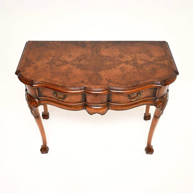 Wood Antique Burr Walnut Console Table by Beresford and Hicks, 1920 For Sale - Image 7 of 11