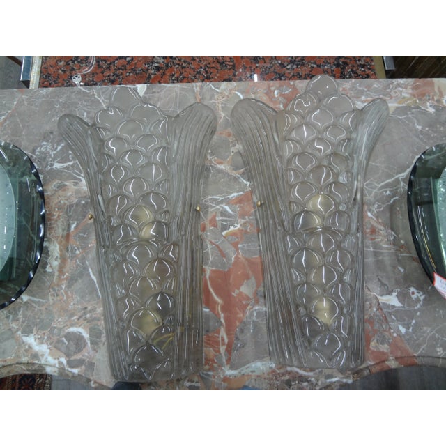Large Pair of 1980s Art Deco Style Murano Glass Sconces For Sale - Image 10 of 12