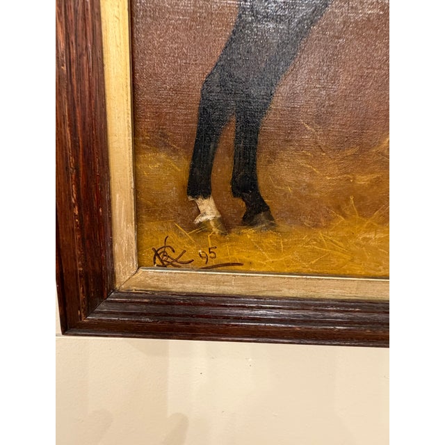 1900 - 1909 19th Century Equestrian Oil on Canvas For Sale - Image 5 of 8