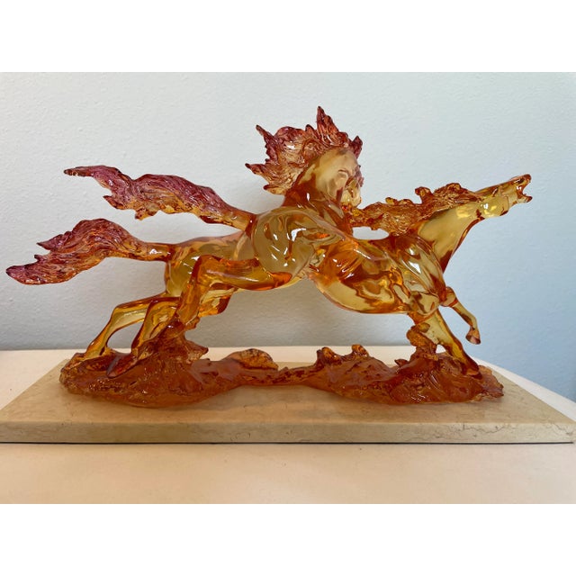 1940s 1940s Mid-Century Lucite Acrylic Horses on Marble Base For Sale - Image 5 of 12