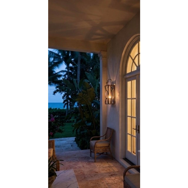 Dove Gray Vintage Palm Beach Regency Patinated Metal & Mirrored Geometric Candle Sconce For Sale - Image 8 of 12