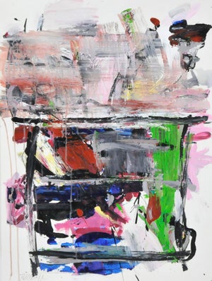 "Color Smear With Black Square" Contemporary Abstract Mixed-Media Painting by Robbie Kemper
