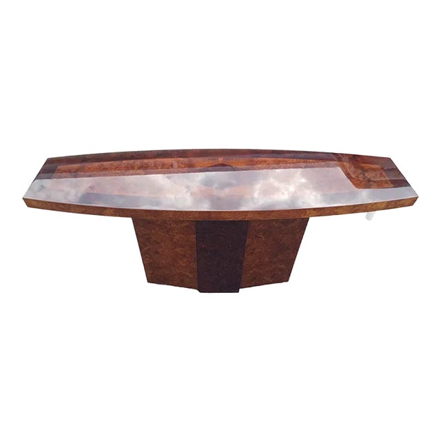 Late 20th Century Vintage Post Modern Lacquered Burl Sofa Table For Sale