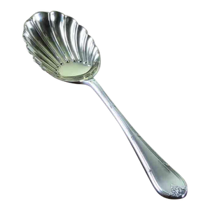 Vintage Mappin & Webb Silverplate Berry Spoon Louis Xvi, Fluted and Gilt Bowl