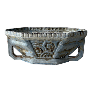 Vintage Cast Iron Garden Trough Planter With Weathered Blue Patina