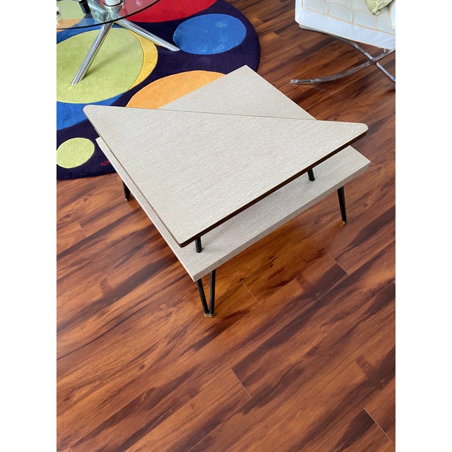 Metal Mid Century Modern Atomic Retro Step Table For Sale - Image 7 of 8