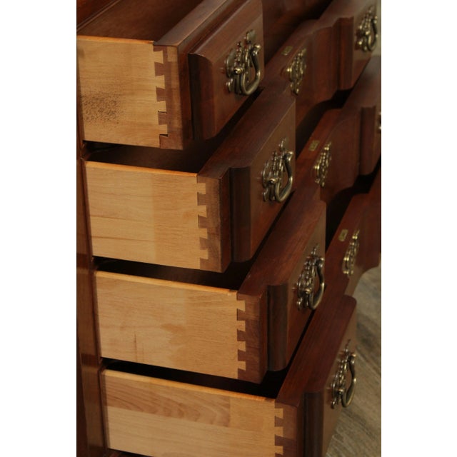 Maddox Chippendale Style Cherry Clock Front Secretary Desk For Sale - Image 9 of 13