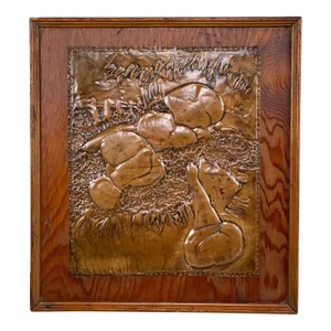 Antique Arts & Crafts Copper Metal Art Sleeping Child Sculpture Plaque