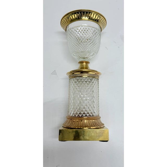 Traditional French Empire Ormolu-Mounted Cut-Crystal Baccarat Style Vase, 19th Century For Sale - Image 3 of 12