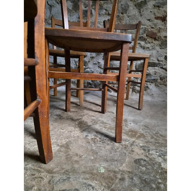 Wood Vintage French Beech Wood Bistro Chairs, 1950s, Set of 6 For Sale - Image 7 of 18