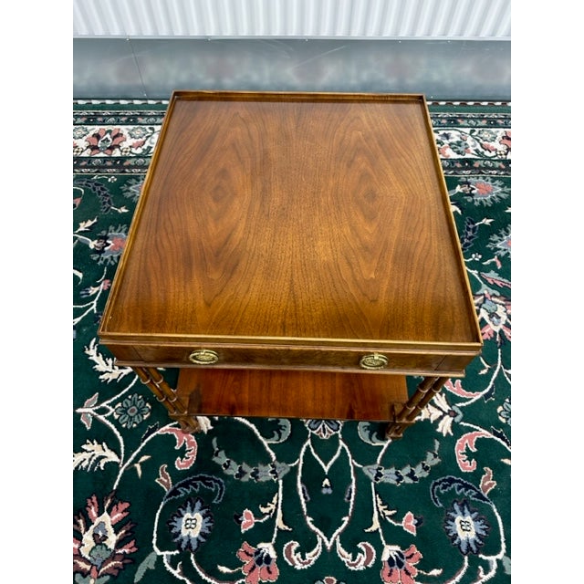 1980s Baker Furniture Walnut Side Table With Reeded Columns Chairish