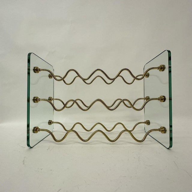 French Wine Rack in Glass and Brass by David Lange, 1970s For Sale - Image 3 of 18