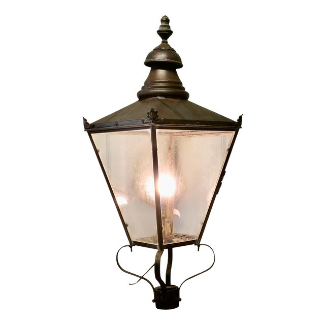 Large Victorian Copper Lantern Street Light For Sale