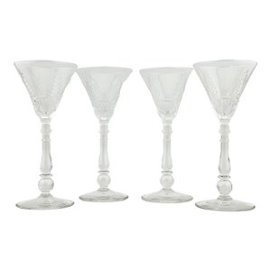 Bryce Crystal Cordial Glasses – Set of 4, Cut Crystal Stem 854 Feather Pattern, 1960s