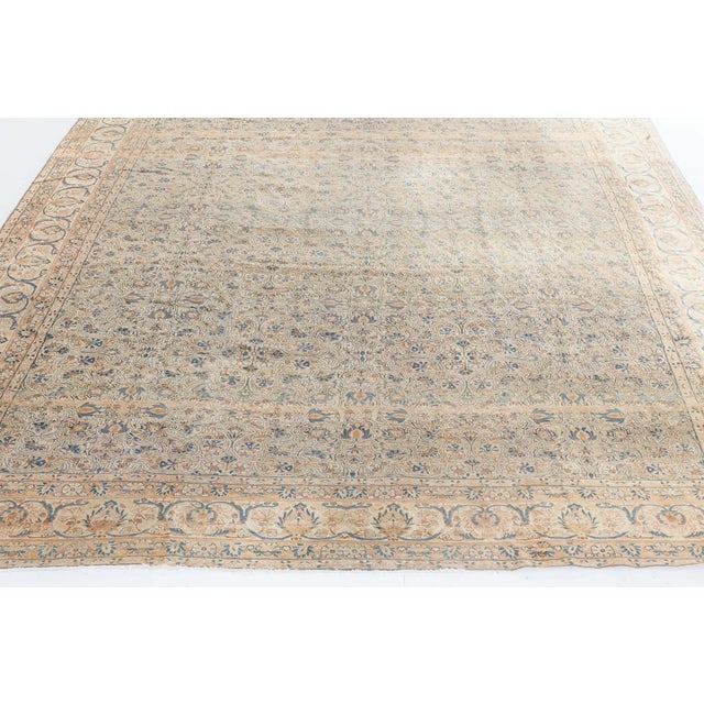 Authentic 19th Century Persian Kirman Handmade Wool Rug For Sale - Image 4 of 12