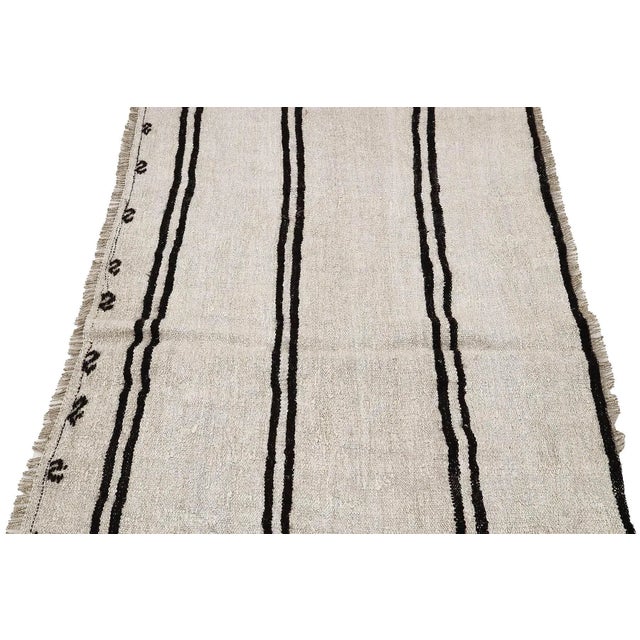 Mid 20th Century Small Vintage Hemp Kilim Rug For Sale - Image 4 of 7