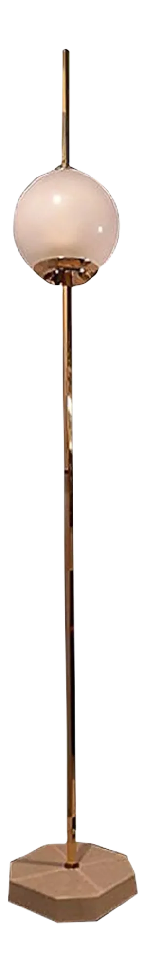 Brass Model Balloon LTE10 Floor Lamp with Beige Base by Luigi Caccia Dominioni for Azucena, 1990s