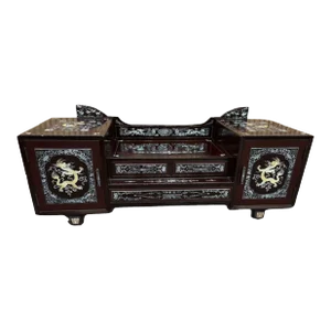 Mid 20th Century Korean Mother of Pearl Inlaid Black Lacquered Low Table