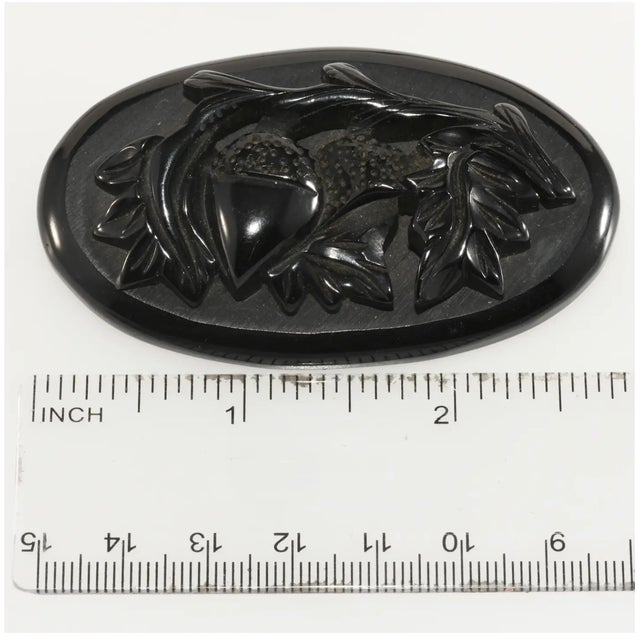 Abstract 1930s Vintage Bakelite Brooch Black Victorian Revival Motif For Sale - Image 3 of 3