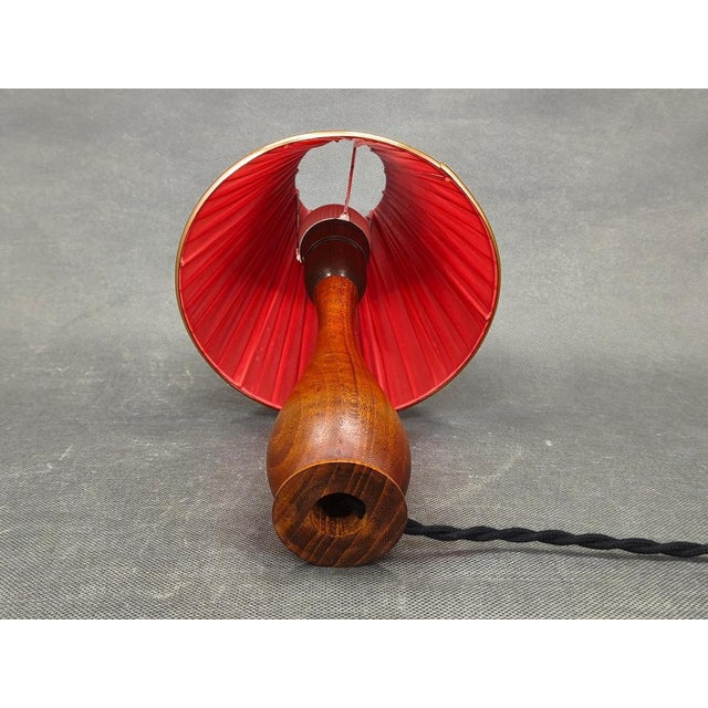 Metal Mid-Century Danish Teak Table Lamp with Red Shade, 1960s For Sale - Image 7 of 10