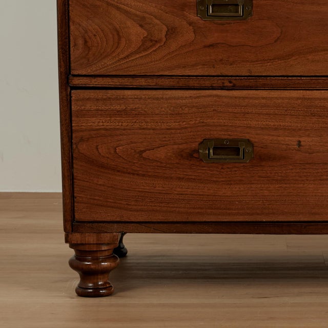 Antique Camphor Wood Campaign Chest With Pullout Desk For Sale - Image 10 of 18