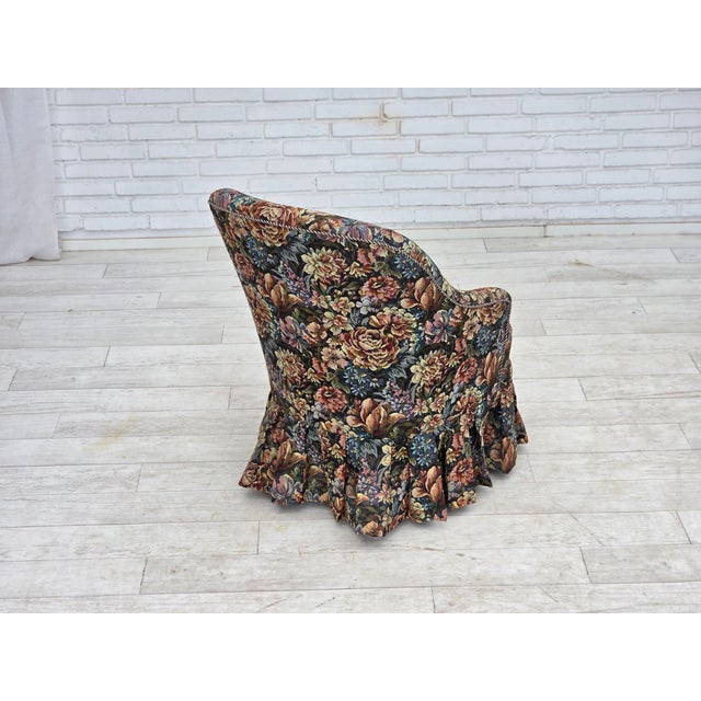 1950s Danish Cocktail Lounge Chair in Furniture Jacquard Fabric, 1960s For Sale - Image 5 of 17