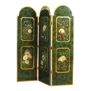 Artmax Vintage Floral Decorated Three Panel Screen