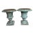 Vintage Pair French Country Cast Iron Verdigris Green Garden Urns Planters For Sale