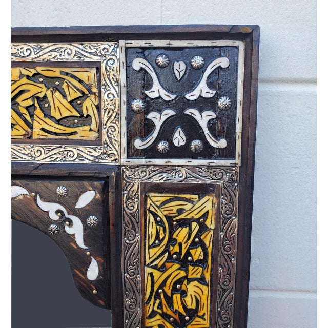 2020s Moroccan Metal Inlay Rectangular Mirror For Sale - Image 5 of 8